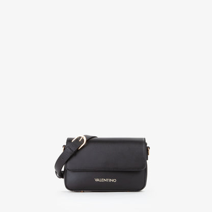 Sac bandoulière femme noir simili cuir boucle dorée