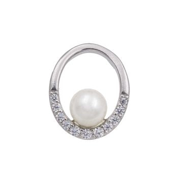 Collier femme argent 925 rhodié perle de culture et zirkonia