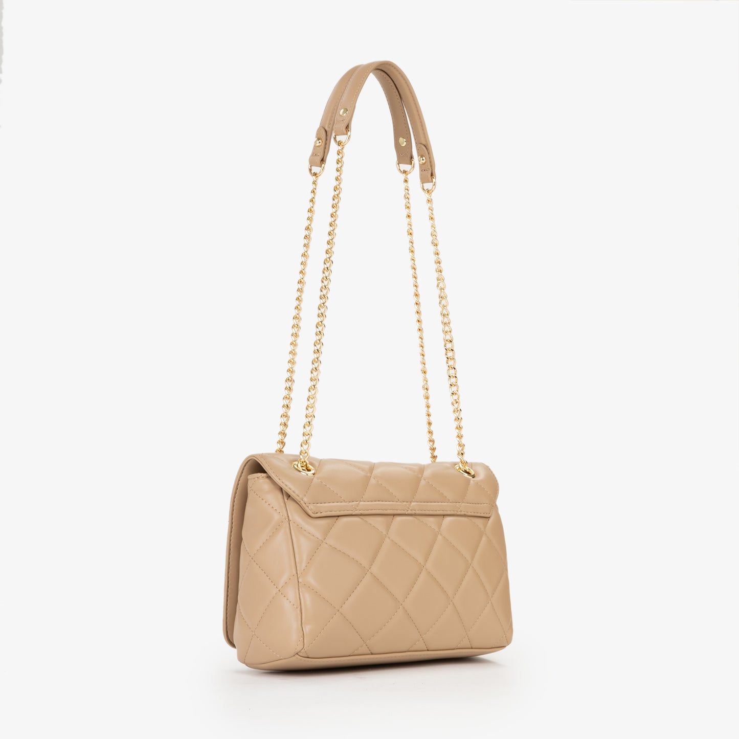 Sac bandoulière femme matelassé beige chaîne dorée
