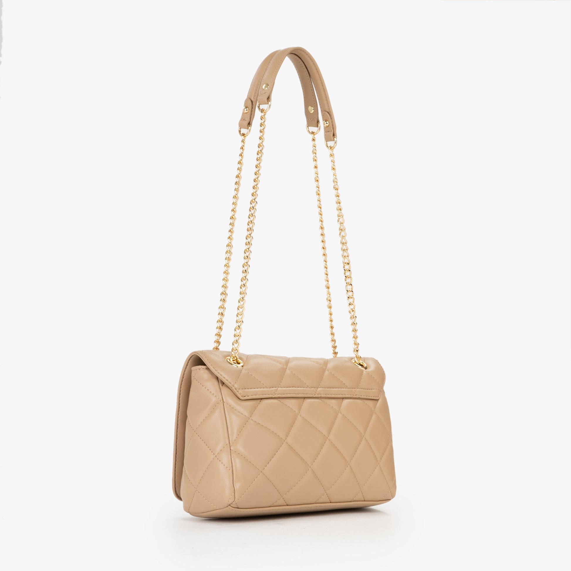Sac bandoulière femme matelassé beige chaîne dorée