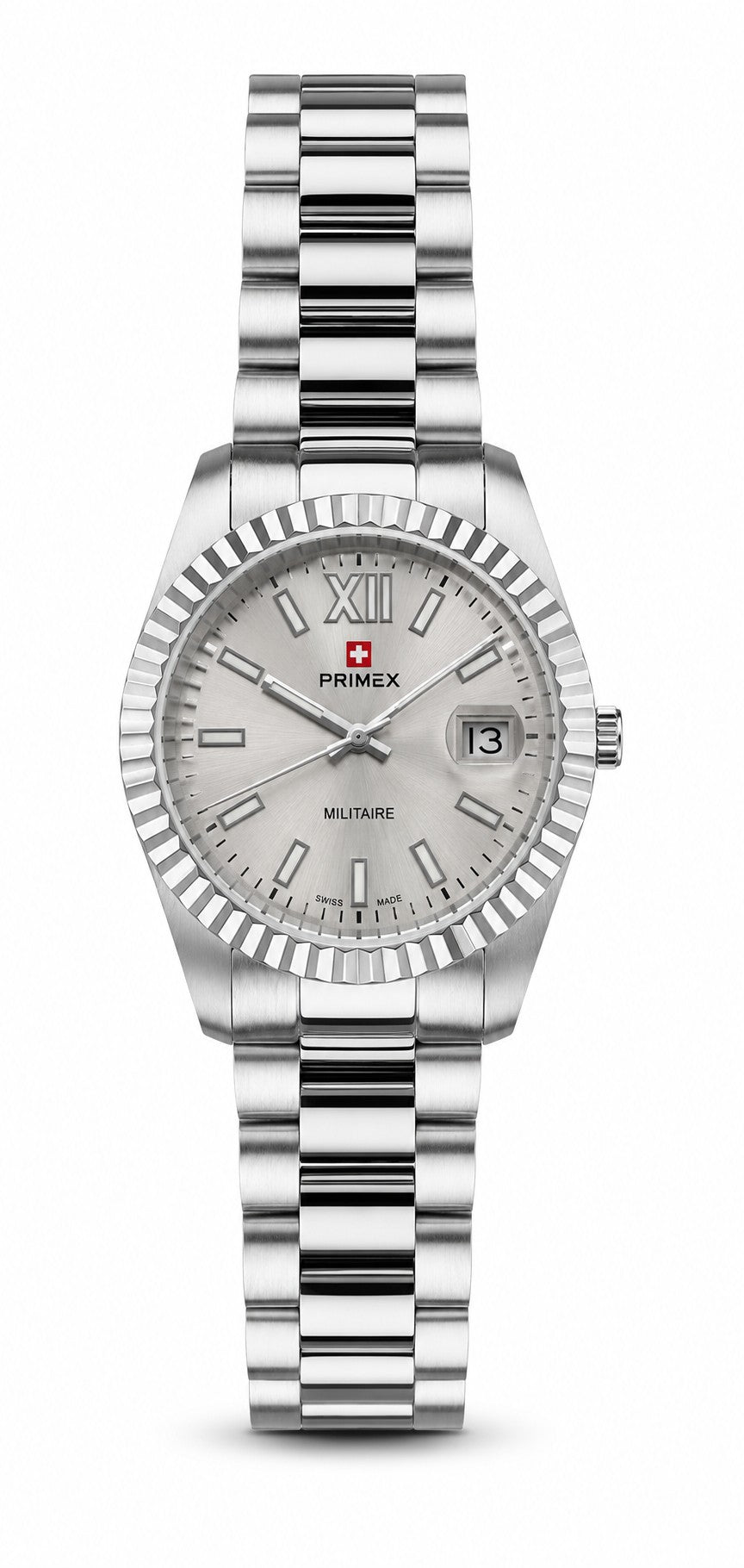 Montre homme Swiss Made acier argenté cadran soleil