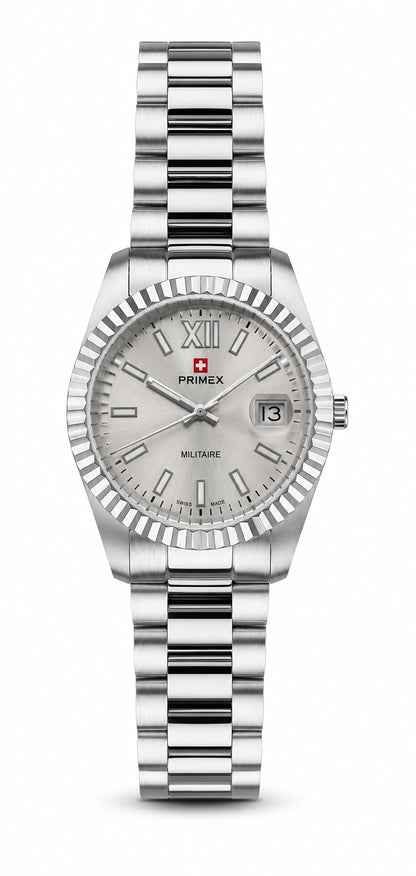 Montre homme Swiss Made acier argenté cadran soleil