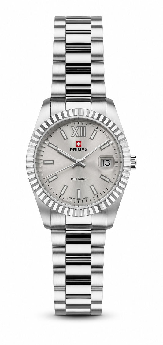 Montre homme Swiss Made acier argenté cadran soleil