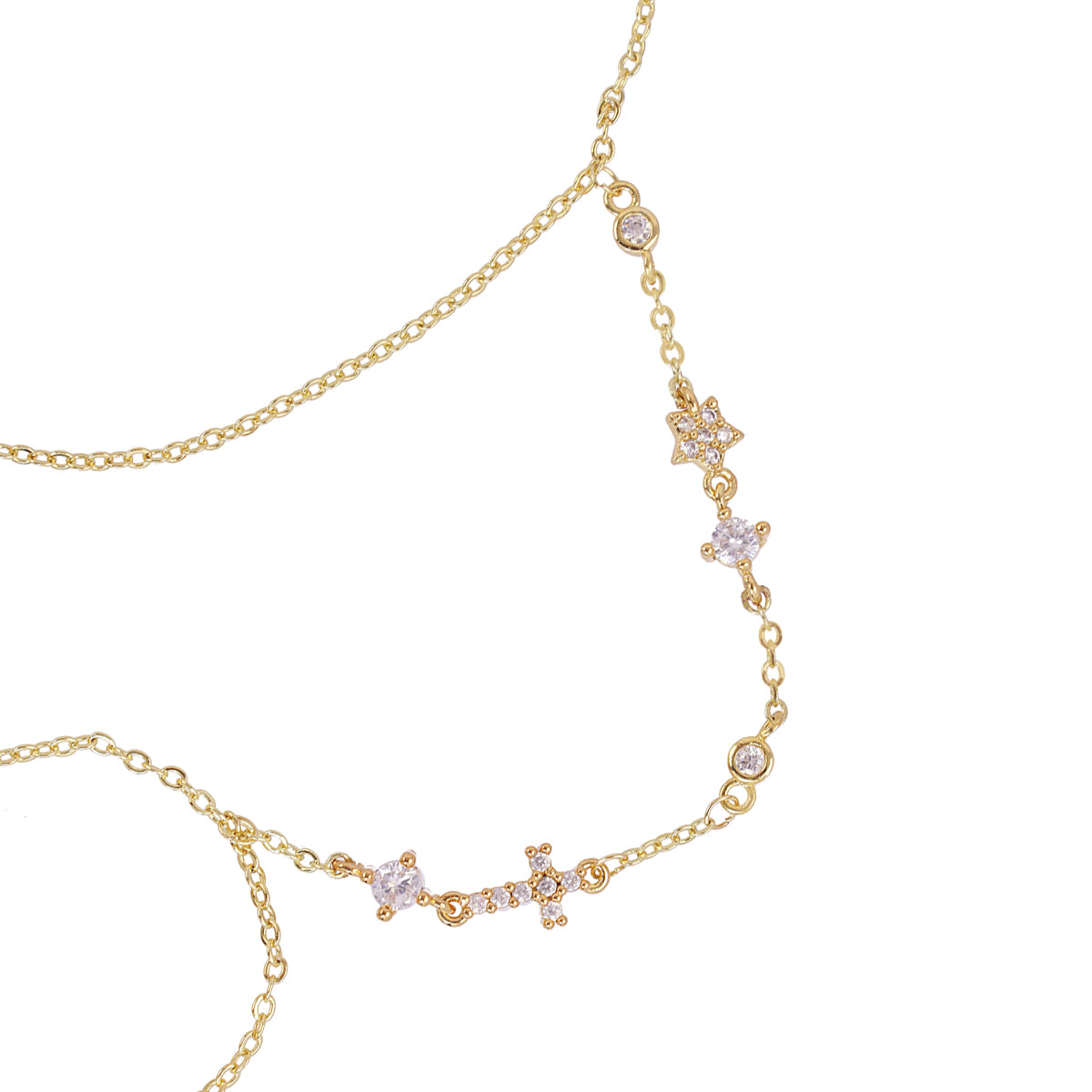 Bracelet-bague femme acier doré zirconia constellation