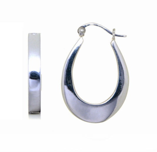 Créoles femme argent 925 rhodié forme ovale bombée
