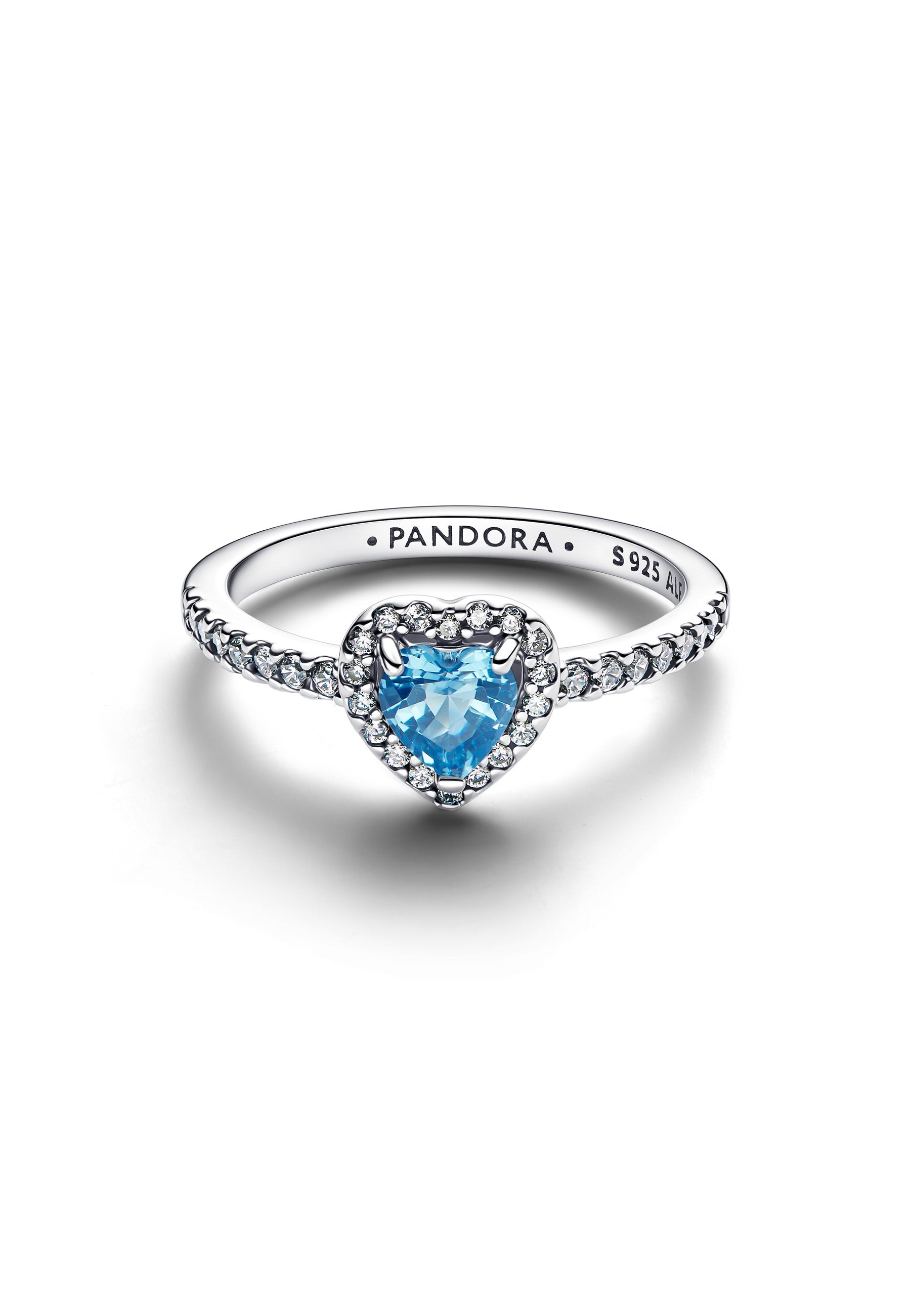 Bague cœur bleu clair surélevée