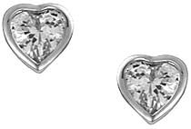 Boucles d'oreilles femme argent rhodié cœur zirconia