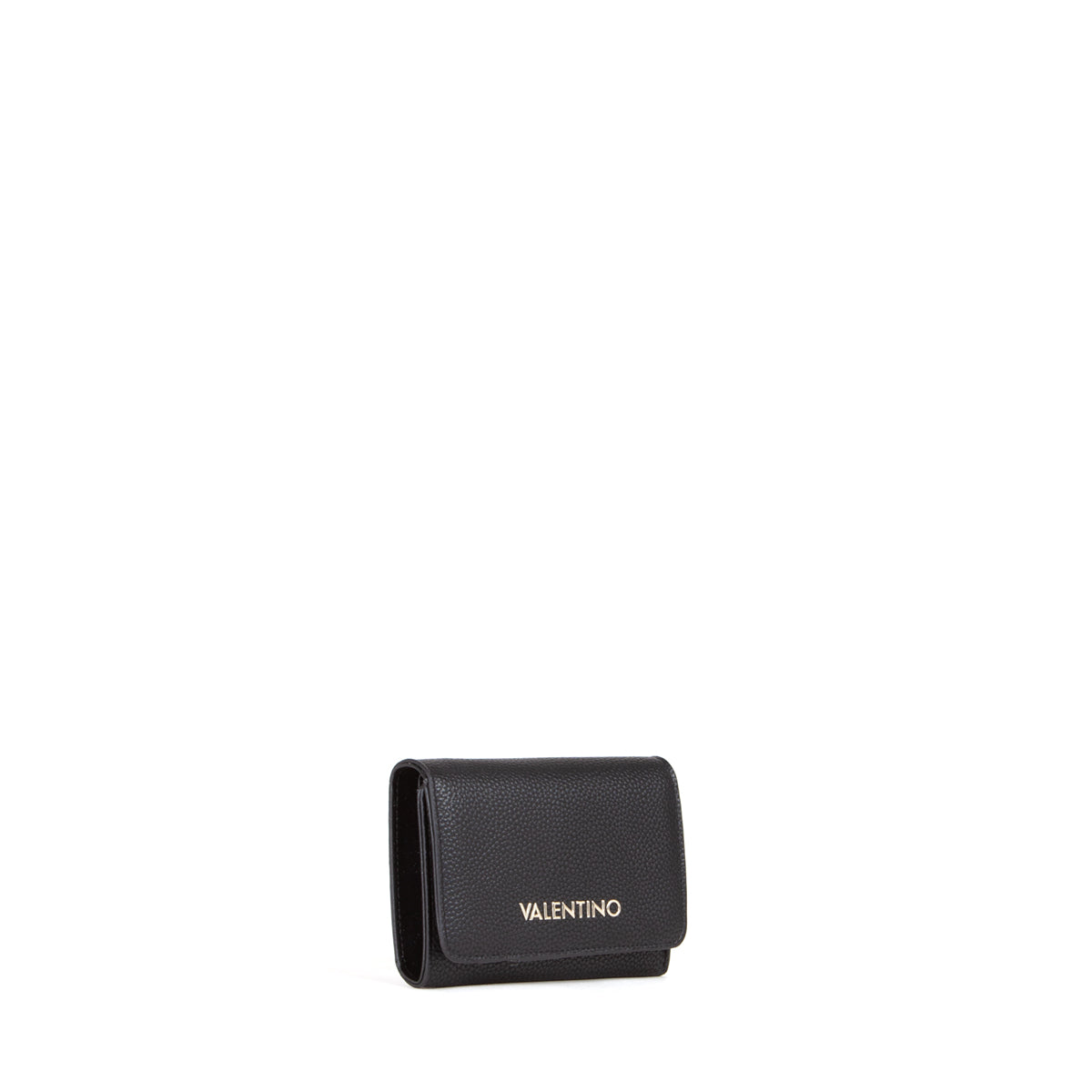 Portefeuille femme cuir grainé noir compact triptyque