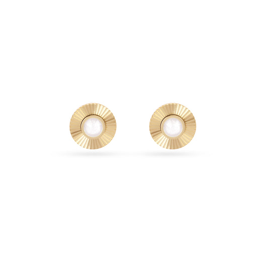 Clous d'oreilles femme acier doré pierre synthétique blanche