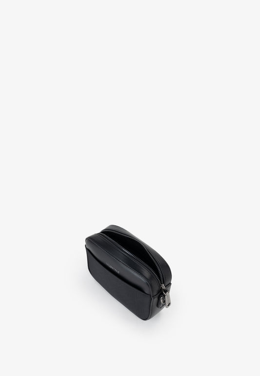 Sac bandoulière homme noir zippé à sangle logo