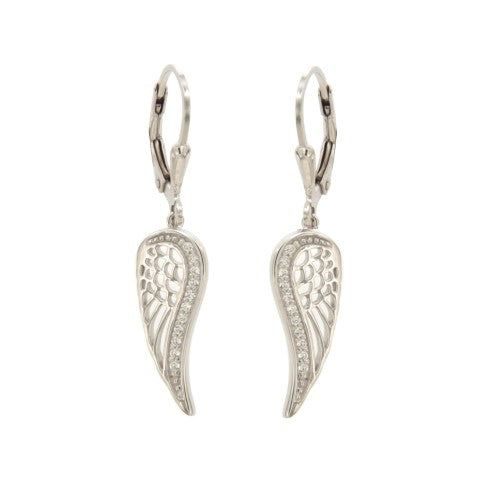 Boucles d'oreilles femme argent 925 rhodié aile zirconia