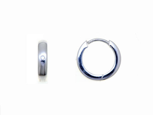 Créoles femme argent rhodié 13mm zirconia charnière