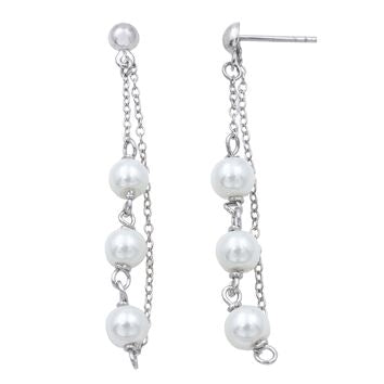 Boucles d'oreilles femme argent rhodié perles de culture