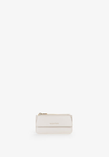 Porte-monnaie femme écru zippé avec porte-cartes intégré