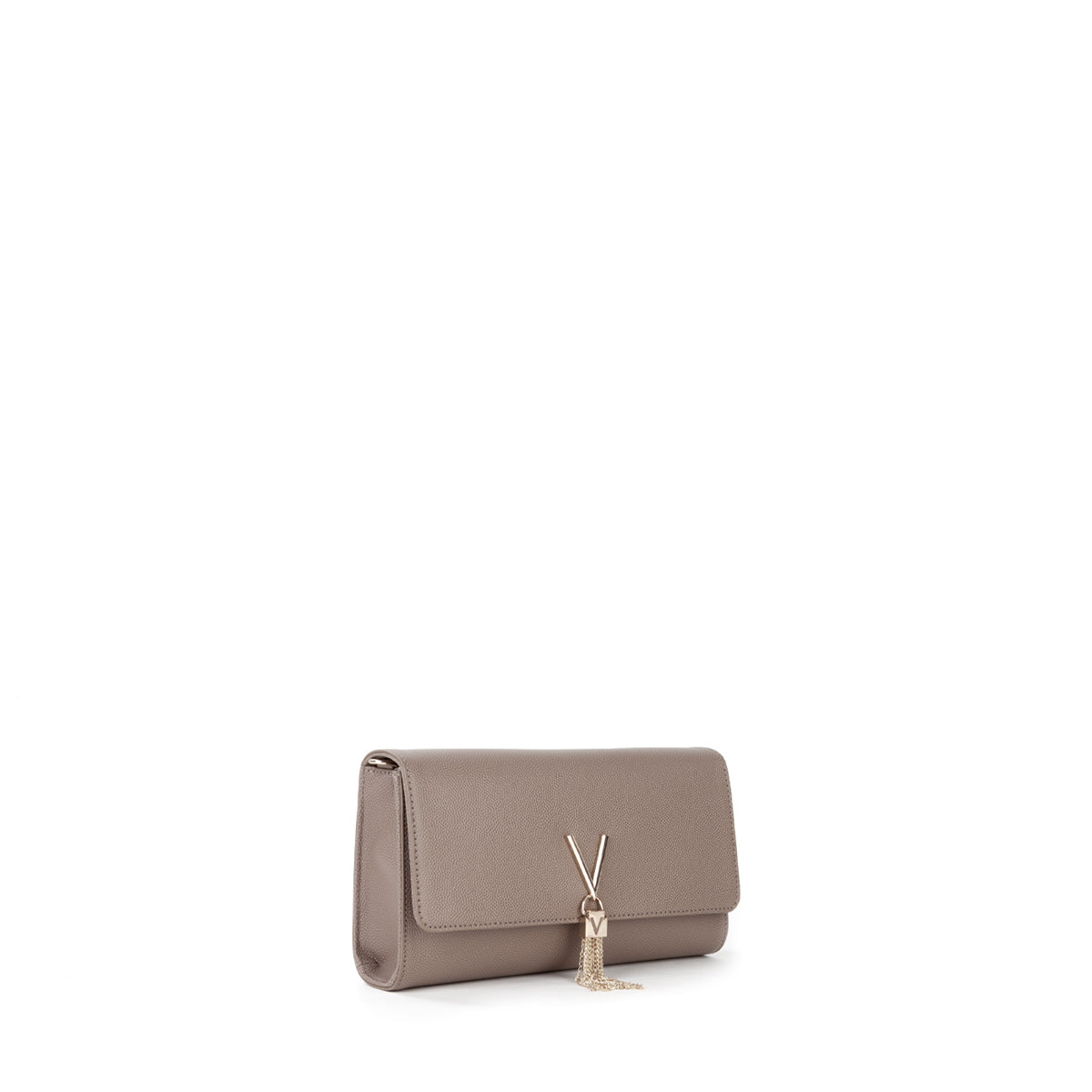 Sac pochette femme taupe chaîne dorée avec breloque