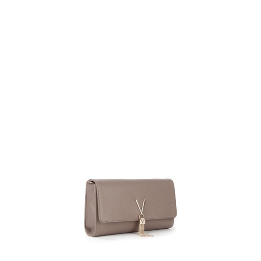 Sac pochette femme taupe chaîne dorée avec breloque
