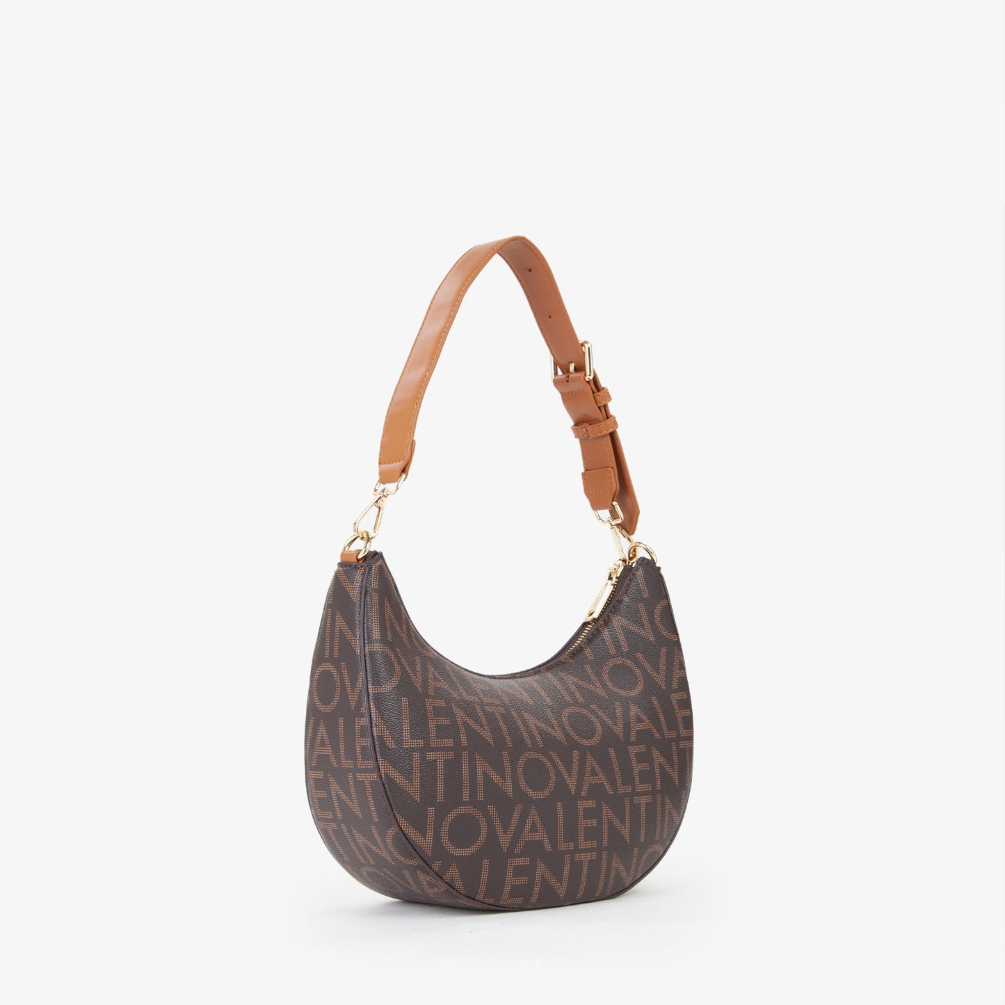 Sac hobo femme monogramme brun camel bandoulière réglable
