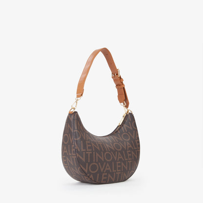 Sac hobo femme monogramme brun camel bandoulière réglable