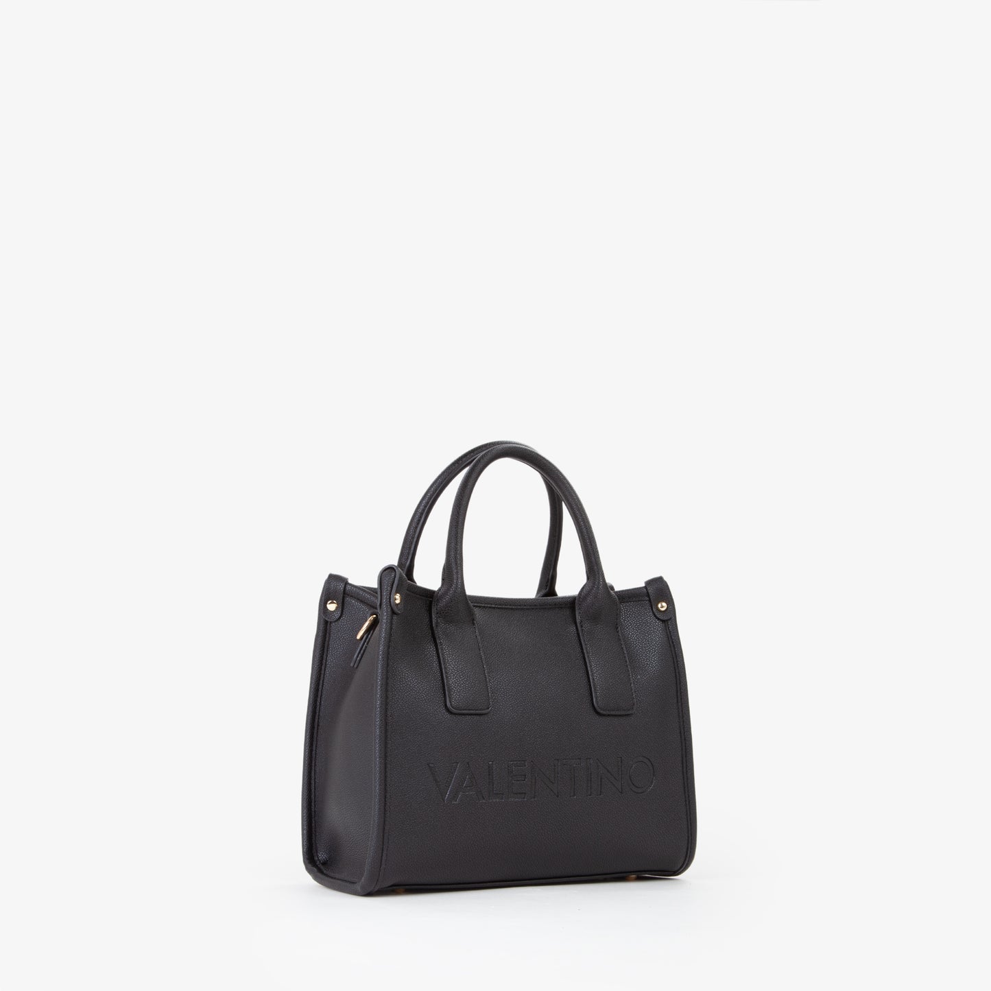 Sac à main femme noir cabas logo embossé doré