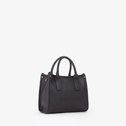Sac à main femme noir cabas logo embossé doré