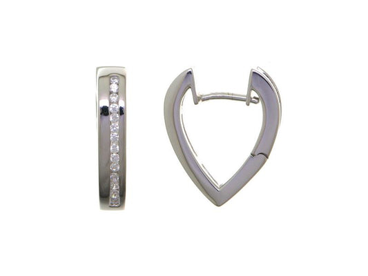 Créoles femme argent rhodié forme chevron zirconia