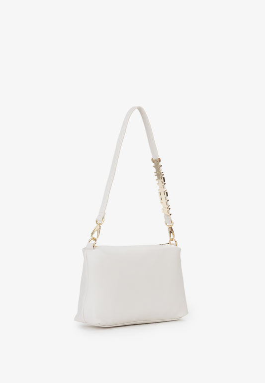Sac bandoulière femme écru simili cuir détail chaîne doré