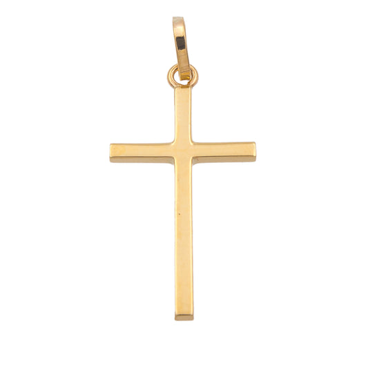 Pendentif femme croix or jaune 9 carats lisse