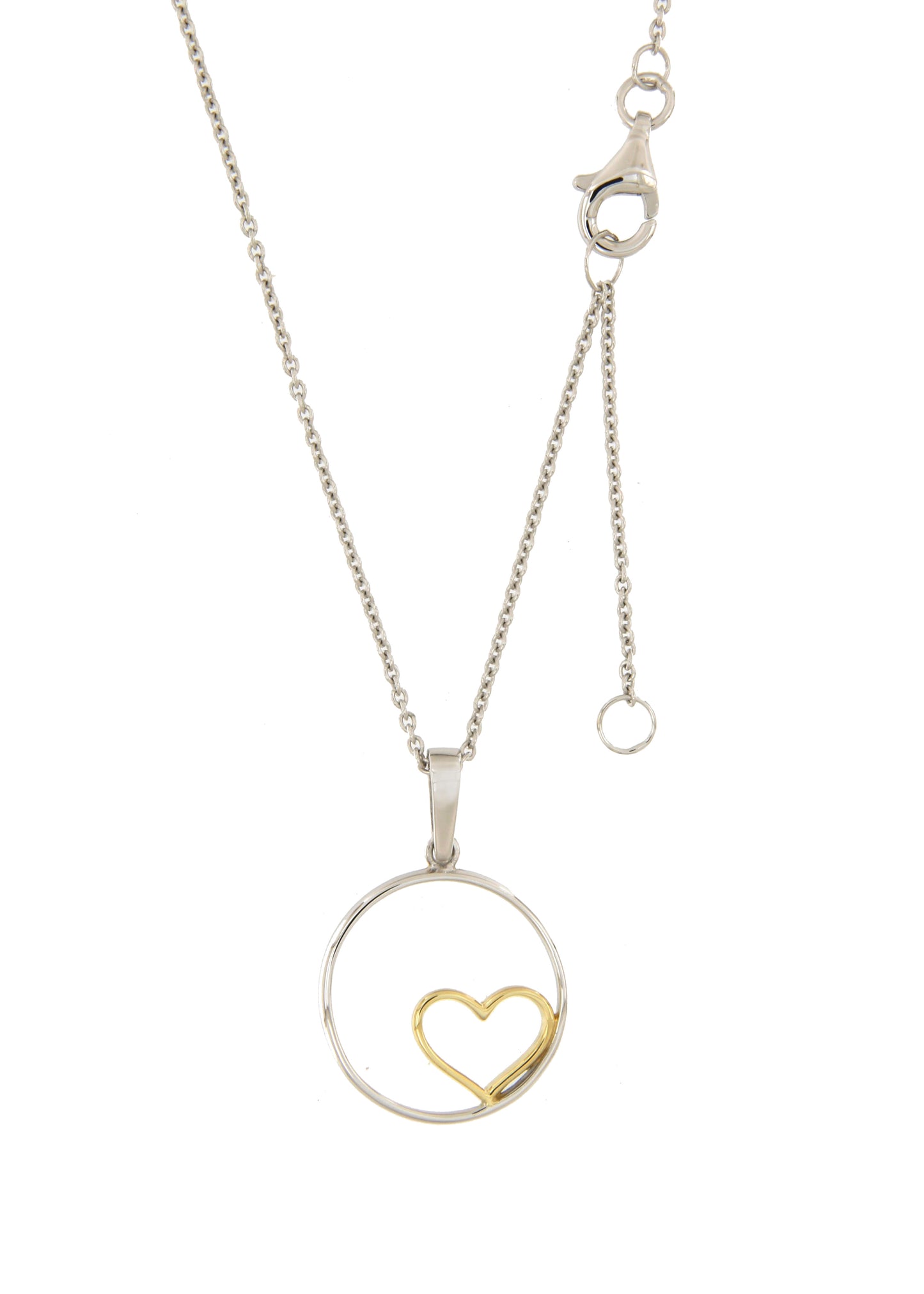COLLIER ARGENT RHODIE - BICOLORE - COEUR