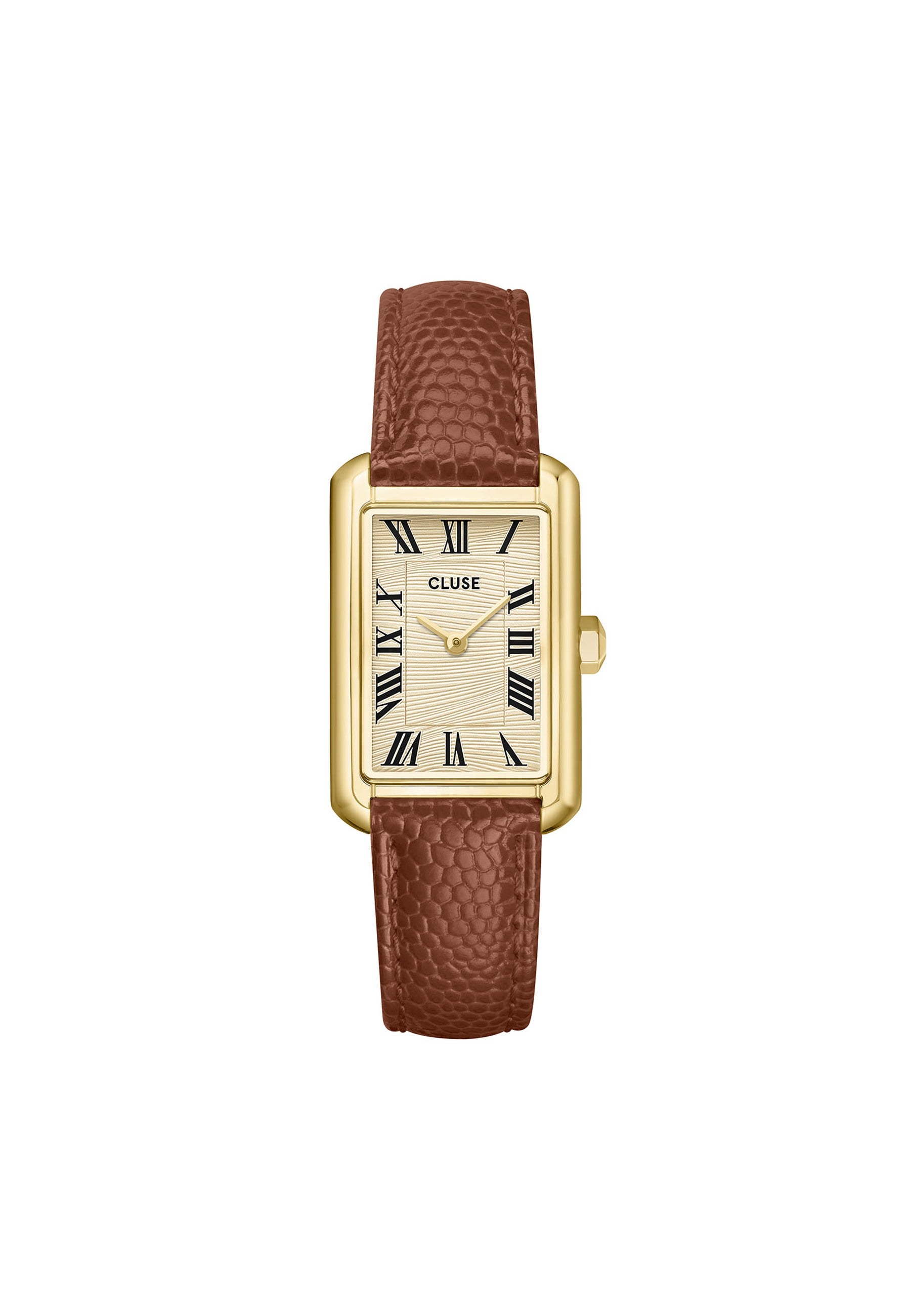 Montre Belisenna en cuir couleur noix, couleur or