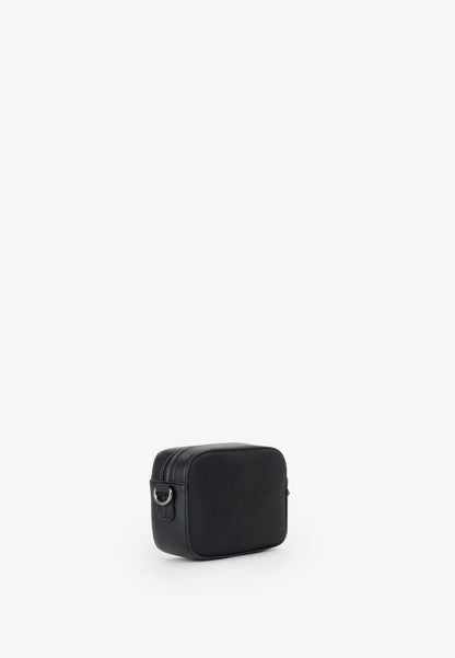 Sac bandoulière homme noir zippé à sangle logo