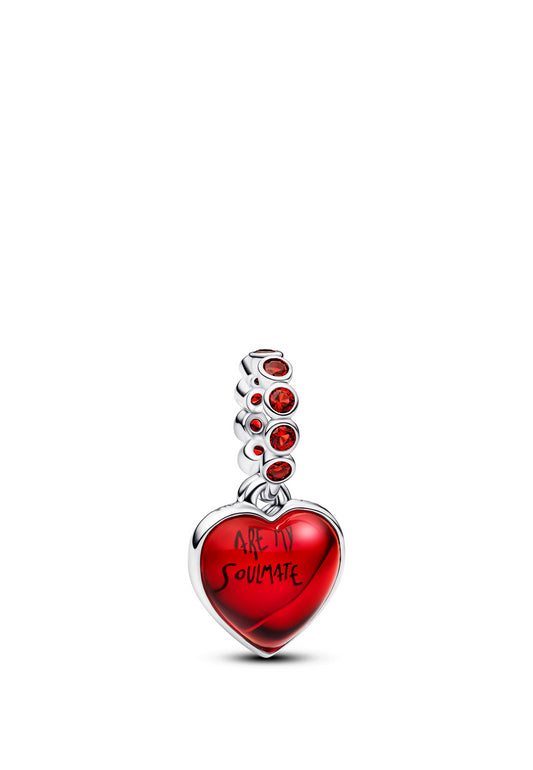 Breloque double pendentif en forme de cœur en verre de Murano rouge