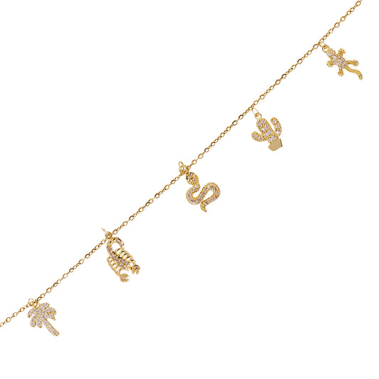 Bracelet femme acier doré zirconia motifs désert