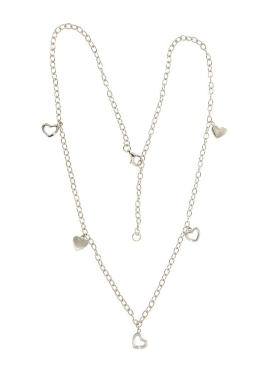 Collier femme argent rhodié charms cœurs 42cm