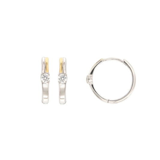 Créoles femme argent rhodié zirconia à charnière 17mm