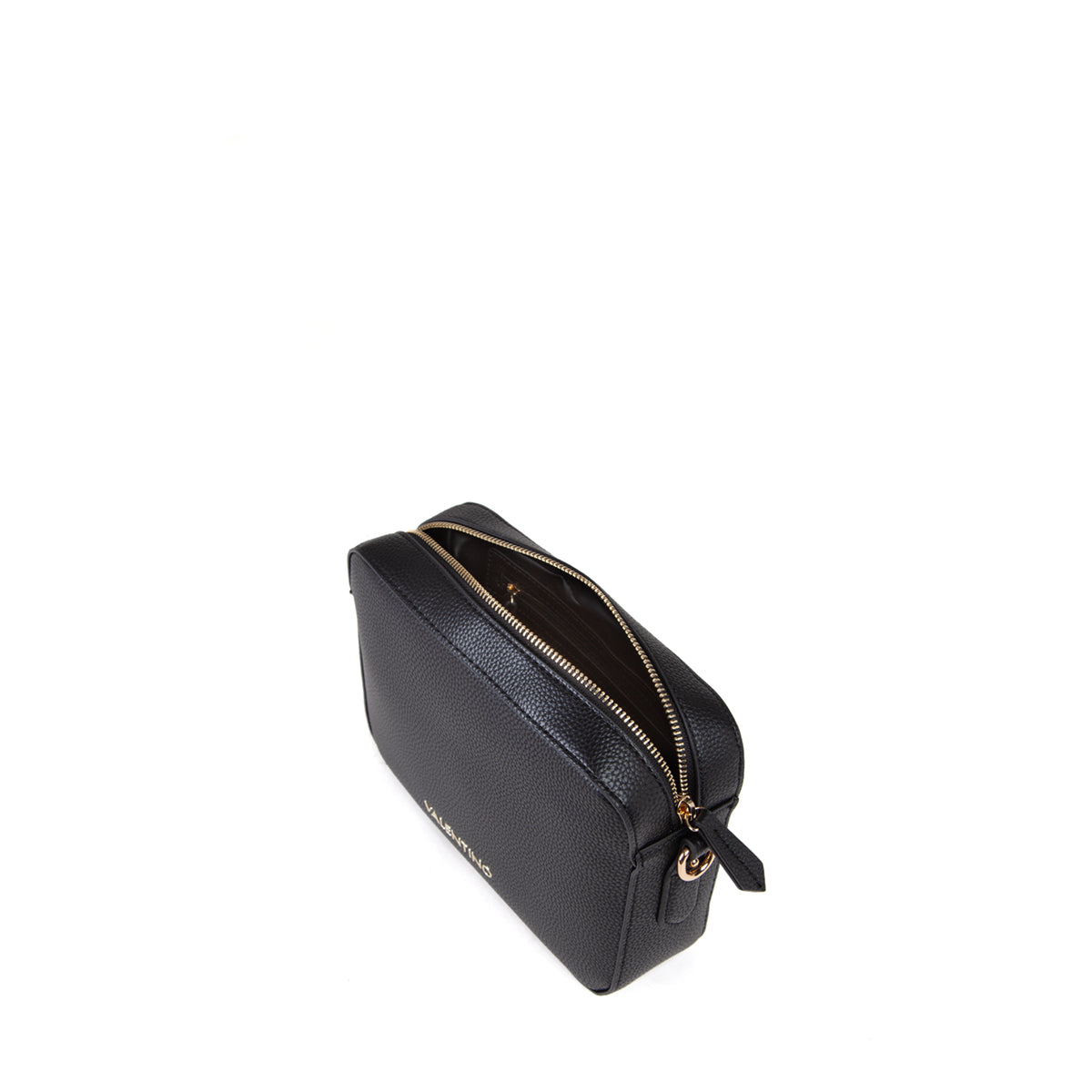 Sac bandoulière femme cuir grainé noir zippé