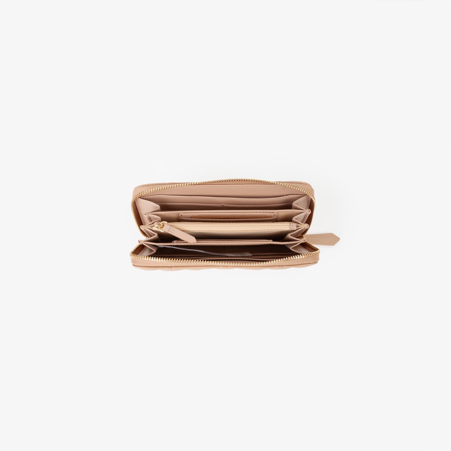 Portefeuille femme matelassé zippé beige nude