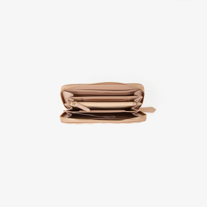 Portefeuille femme matelassé zippé beige nude