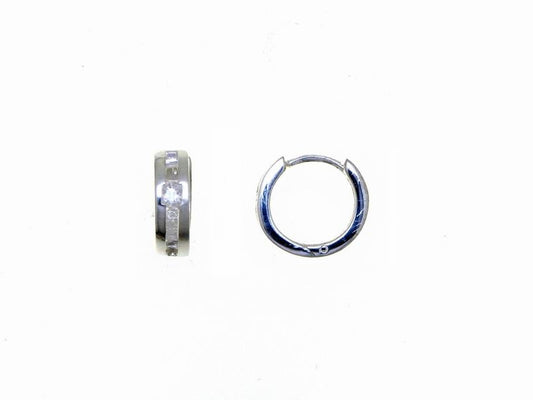Créoles femme argent rhodié zirconia charnière 14mm