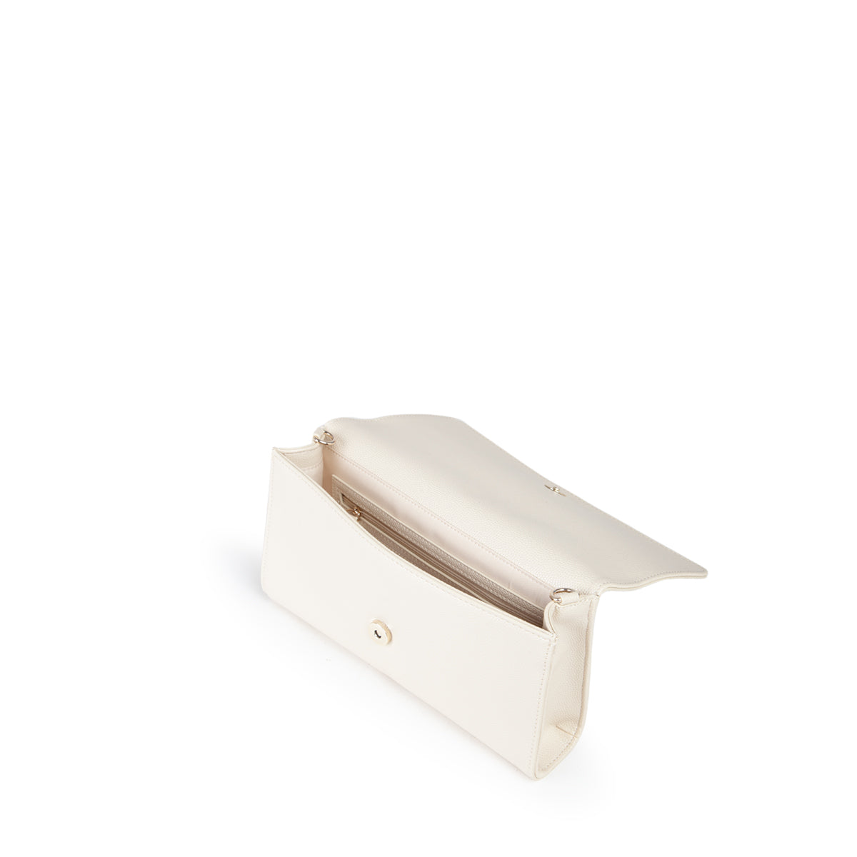 Sac pochette femme beige doré chaîne et breloque