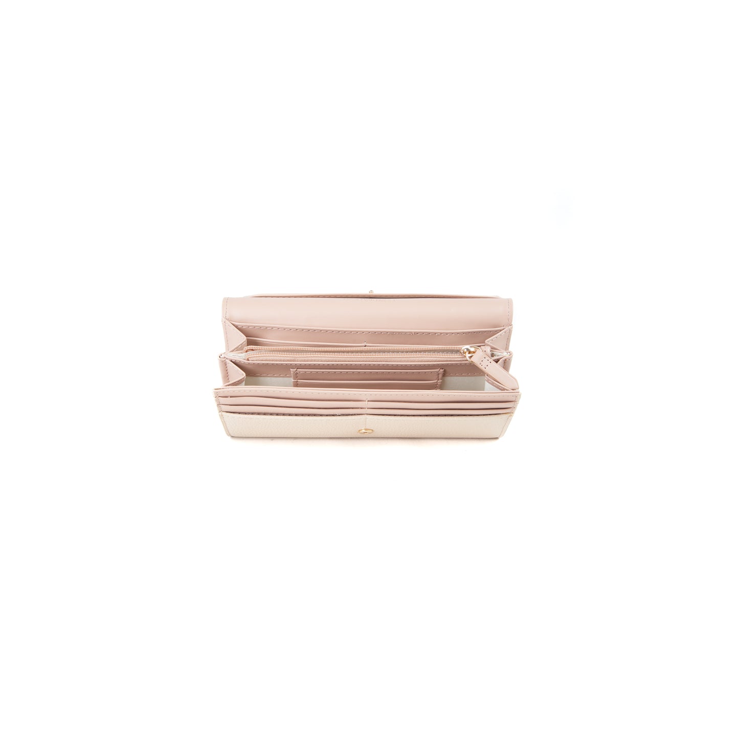 Portefeuille femme écru aspect lisse fermeture clapet