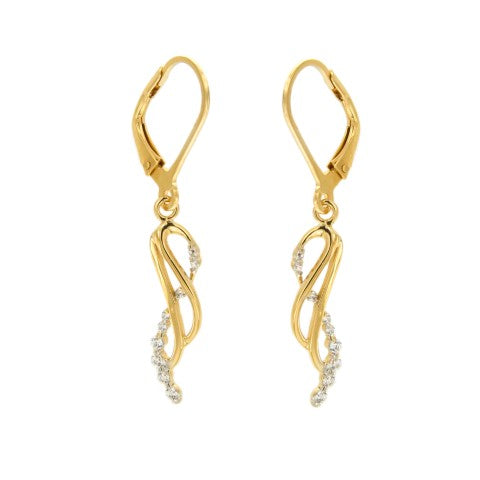 Boucles d'oreilles pendantes femme argent doré zirconia
