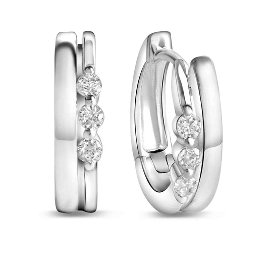 Créoles femme argent rhodié 14 mm zirconia