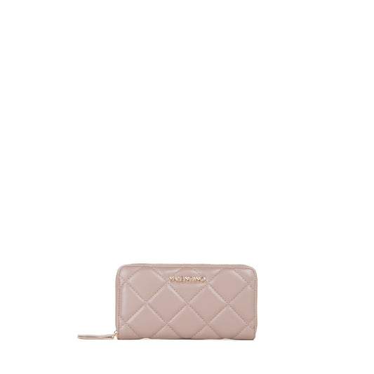 Portefeuille femme zippé matelassé taupe gold