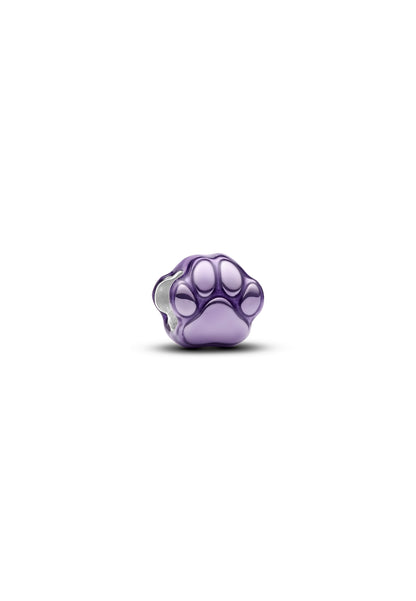 Charm patte de chien violette émail silver
