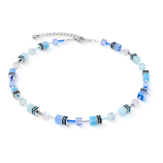 Œil de tigre synthétique, rondelles de strass, verre taillé, acier inoxydable