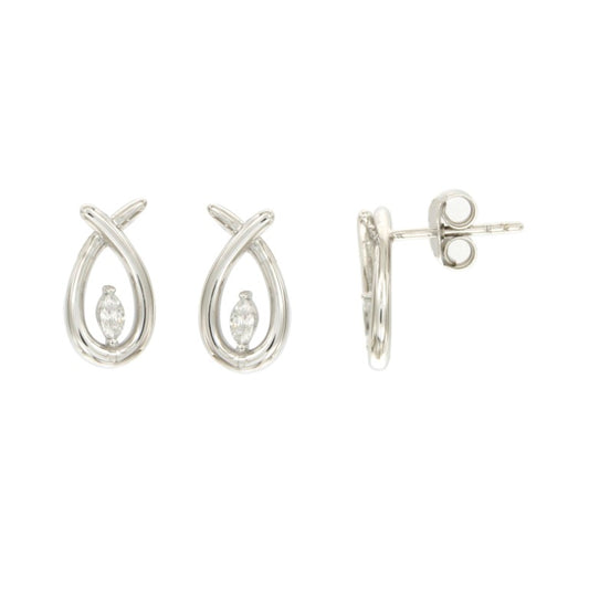 Clous d'oreilles femme argent rhodié zirconia forme larme