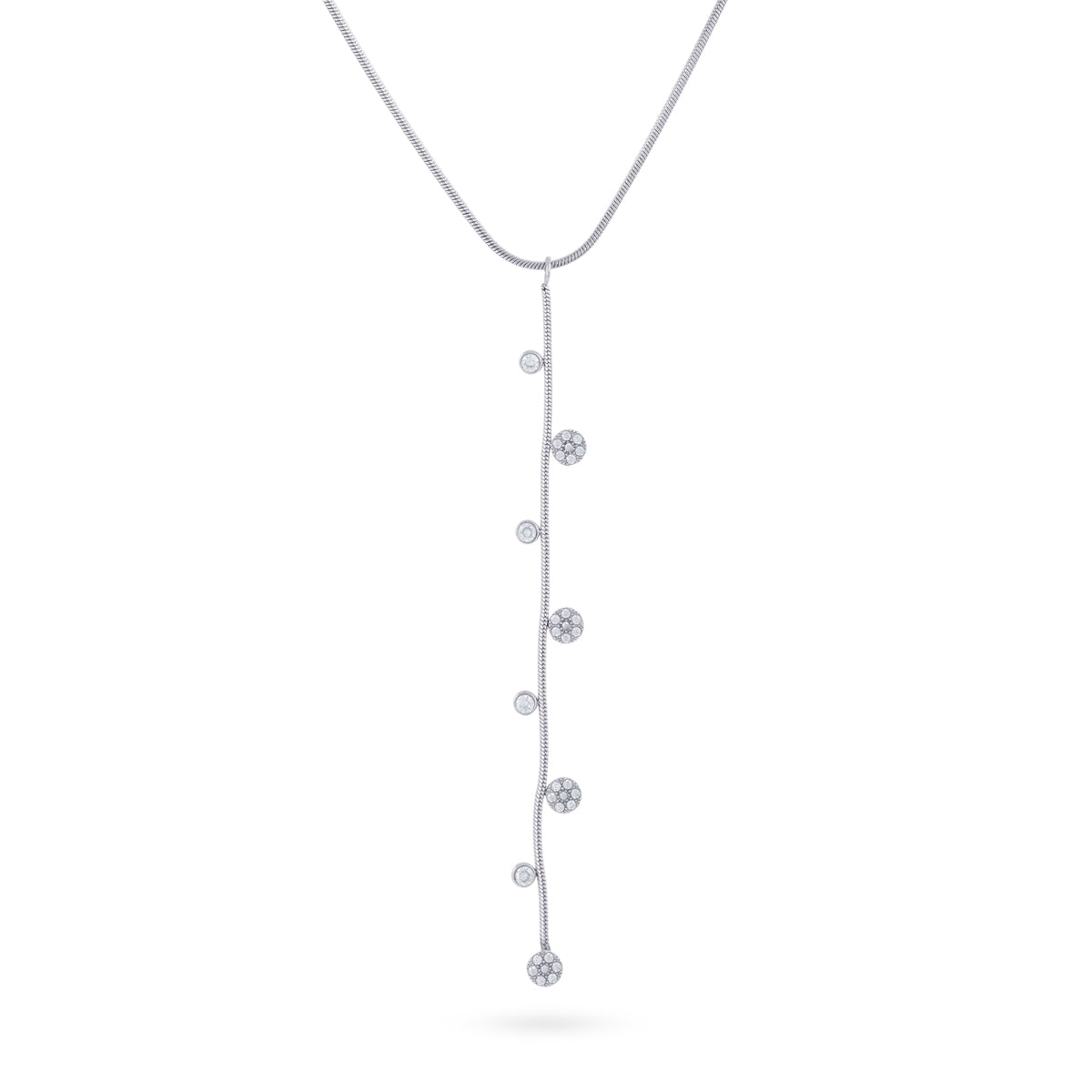 Collier femme acier lariat zirconia pendentif bulles