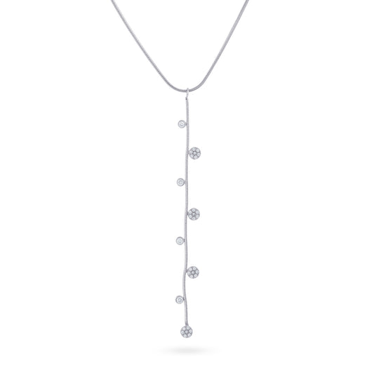 Collier femme acier lariat zirconia pendentif bulles