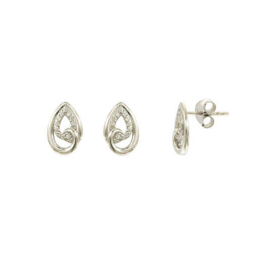 Clous d'oreilles femme argent rhodié zirconia goutte