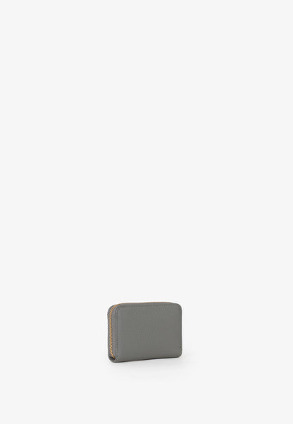Portefeuille femme zippé grain gris anthracite élégant